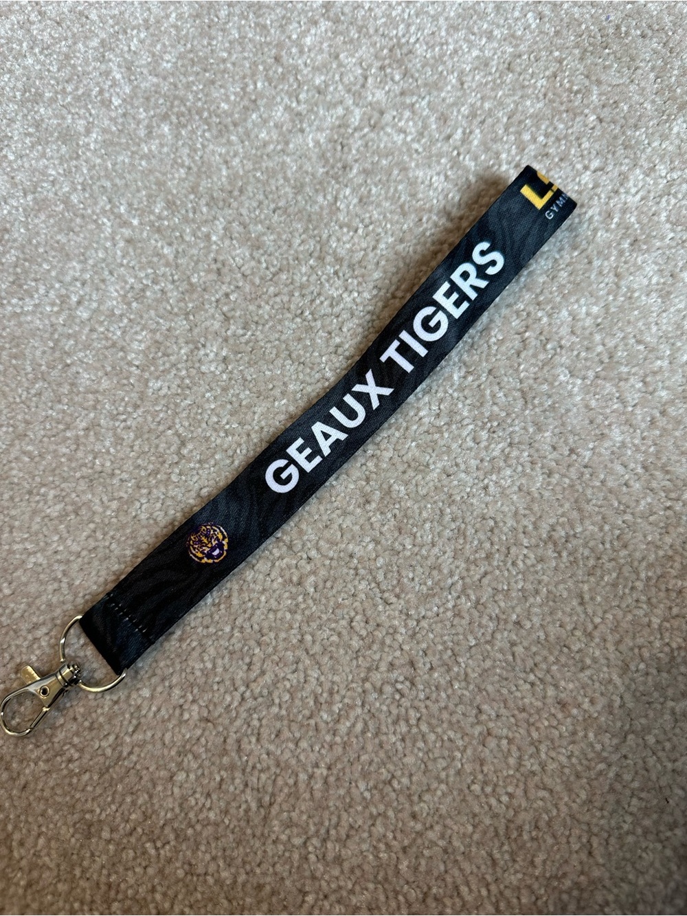 GEAUX TIGERS Black Lanyard Keychain
